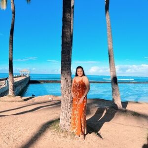 Orange Floral Maxi Dress